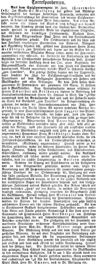St. Wolfgang Linzer Tages Post XXXIV. JG Nr. 141 vom 23.06.1898 S 3 Detail